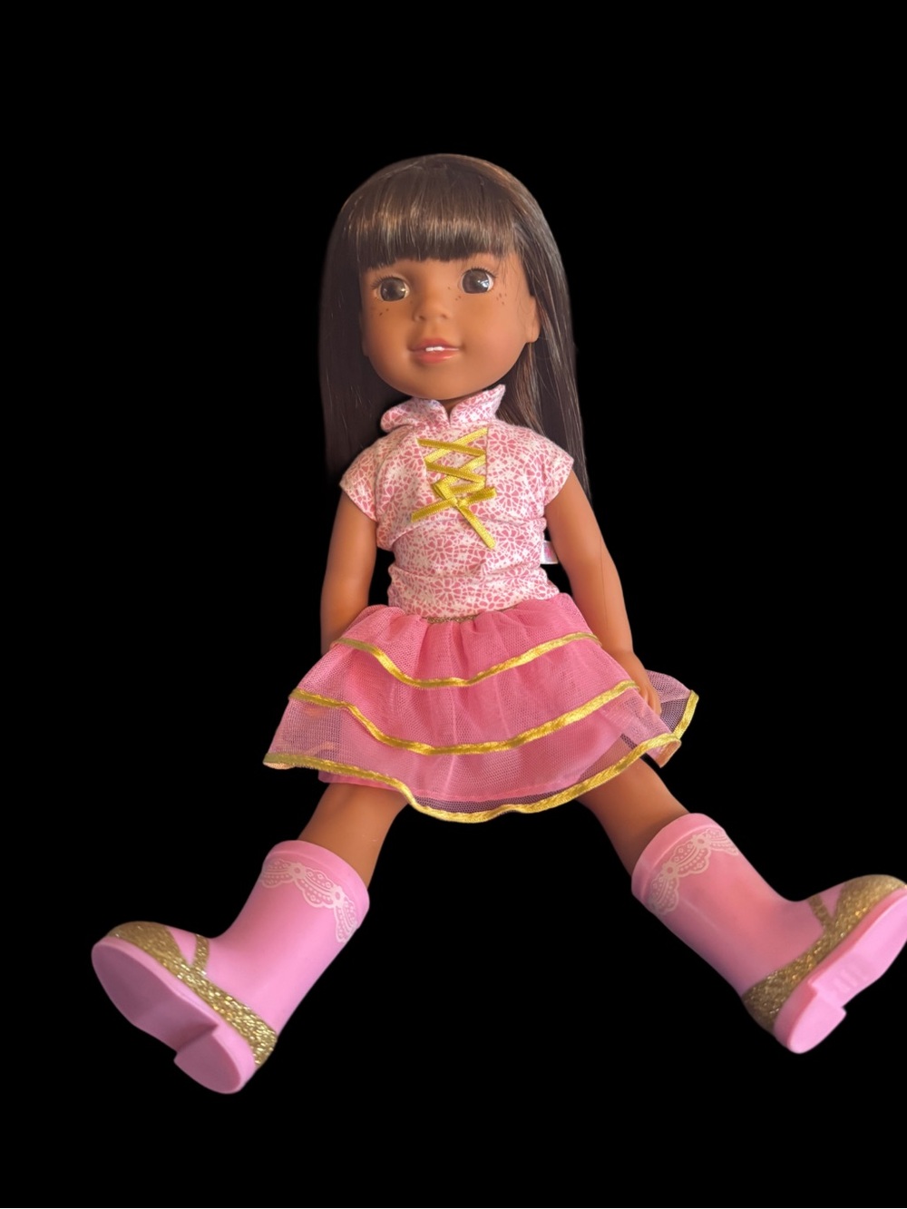 LUC American girls wellie wishers Ashlyn 14” pink outfit doll